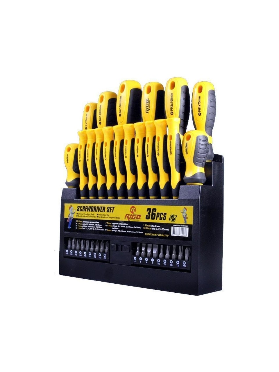 Rico Düz Yıldız ve Torx Uçlu Tornavida Takımı Klasik Seri 36 Parça