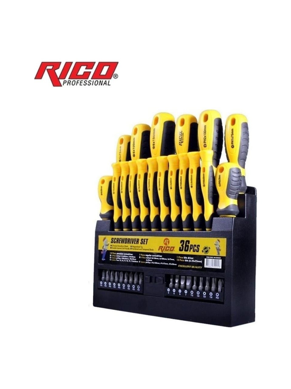 Rico Düz Yıldız ve Torx Uçlu Tornavida Takımı Klasik Seri 36 Parça - Görsel 6