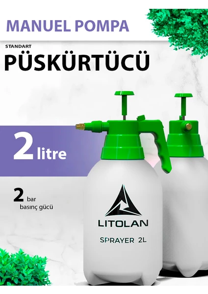 Litolan 2 Lt. Standart Manuel Püskürtücü, Zirai Ilaçlama, Sulama Pompası